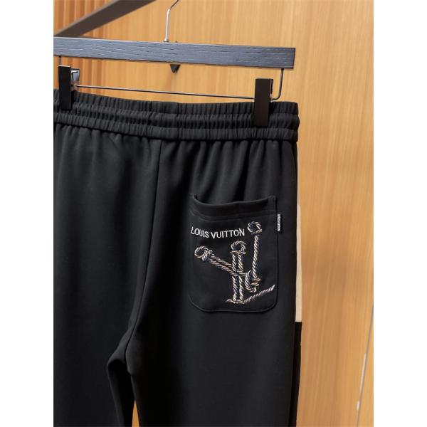 売れ筋おすすめモデル ブラックサイドラインロゴ Louis Vuitton ルイヴィトン スーパーコピー トラックパンツ