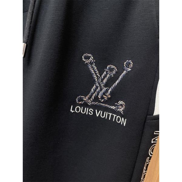 売れ筋おすすめモデル ブラックサイドラインロゴ Louis Vuitton ルイヴィトン スーパーコピー トラックパンツ