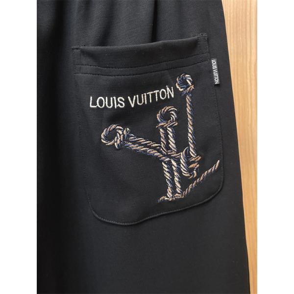 売れ筋おすすめモデル ブラックサイドラインロゴ Louis Vuitton ルイヴィトン スーパーコピー トラックパンツ