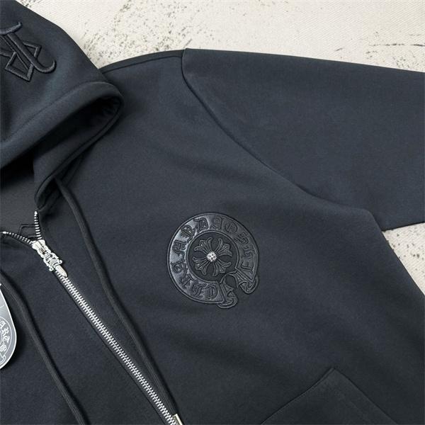 Chrome Hearts クロムハーツ 2025秋冬限定 ブラック クロスジップデザイン 偽物 パーカー 季節限定モデル