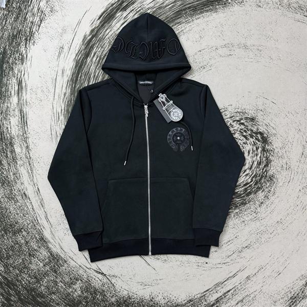 Chrome Hearts クロムハーツ 2025秋冬限定 ブラック クロスジップデザイン 偽物 パーカー 季節限定モデル