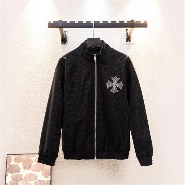 暖冬新作 ブラック クロス刺繍デザイン Chrome Hearts クロムハーツ スーパーコピー ジャケット 裏起毛