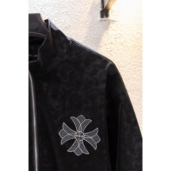 暖冬新作 ブラック クロス刺繍デザイン Chrome Hearts クロムハーツ スーパーコピー ジャケット 裏起毛