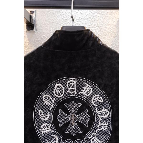暖冬新作 ブラック クロス刺繍デザイン Chrome Hearts クロムハーツ スーパーコピー ジャケット 裏起毛