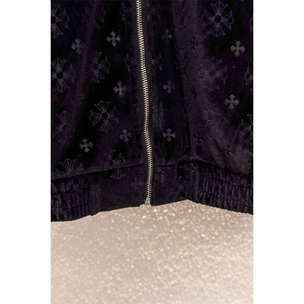 冬季限定 Chrome Hearts クロムハーツ ブラック モノグラム クロス刺繍デザイン 偽物 ベロアジャケット
