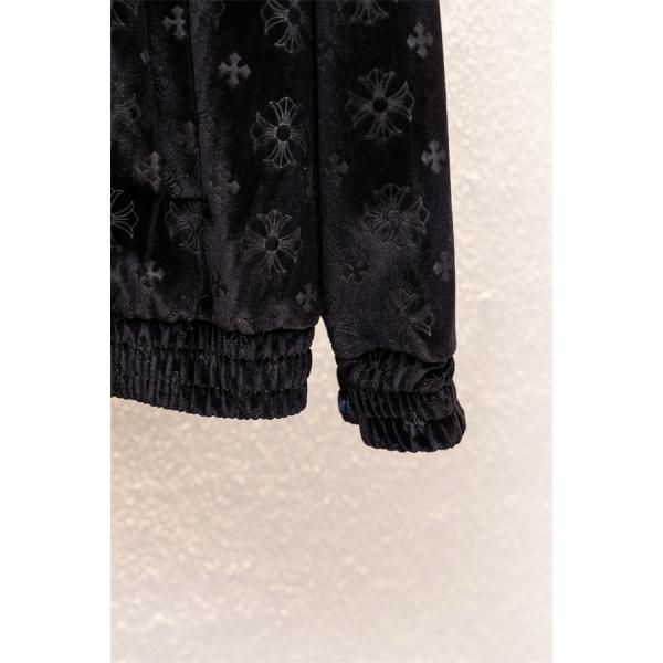 冬季限定 Chrome Hearts クロムハーツ ブラック モノグラム クロス刺繍デザイン 偽物 ベロアジャケット