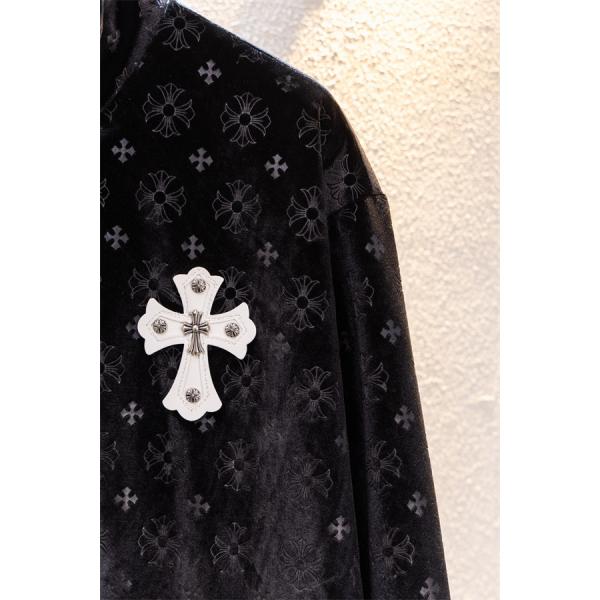 冬季限定 Chrome Hearts クロムハーツ ブラック モノグラム クロス刺繍デザイン 偽物 ベロアジャケット