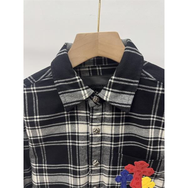 2025秋冬人気 ブラック グレー マルチクロス刺繍デザイン Chrome Hearts クロムハーツ コピー チェックシャツ