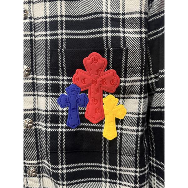 2025秋冬人気 ブラック グレー マルチクロス刺繍デザイン Chrome Hearts クロムハーツ コピー チェックシャツ