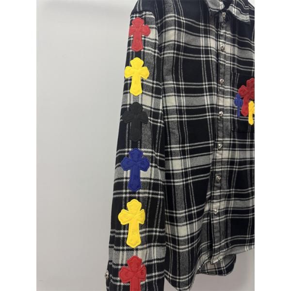 2025秋冬人気 ブラック グレー マルチクロス刺繍デザイン Chrome Hearts クロムハーツ コピー チェックシャツ