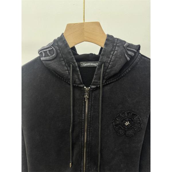 Chrome Hearts クロムハーツ 新作シーズン限定 ブラック ヴィンテージ クロス刺繍デザイン 偽物 パーカー 裏起毛