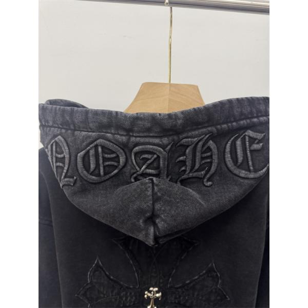 Chrome Hearts クロムハーツ 新作シーズン限定 ブラック ヴィンテージ クロス刺繍デザイン 偽物 パーカー 裏起毛
