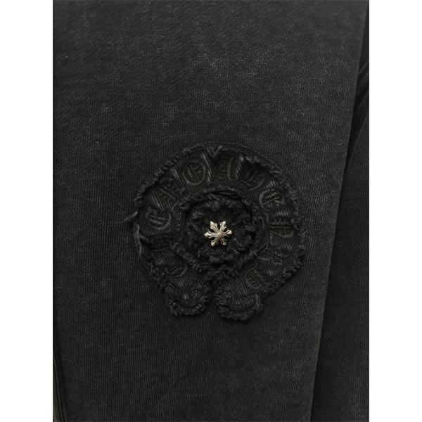 Chrome Hearts クロムハーツ 新作シーズン限定 ブラック ヴィンテージ クロス刺繍デザイン 偽物 パーカー 裏起毛