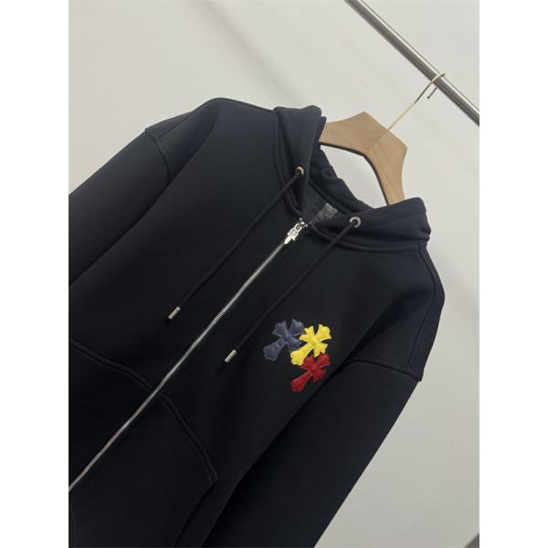  季節限定 ブラック カラフル クロス刺繍デザイン Chrome Hearts クロムハーツ スーパーコピー パーカー 裏起毛