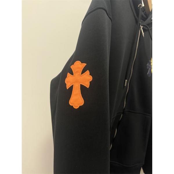  季節限定 ブラック カラフル クロス刺繍デザイン Chrome Hearts クロムハーツ スーパーコピー パーカー 裏起毛