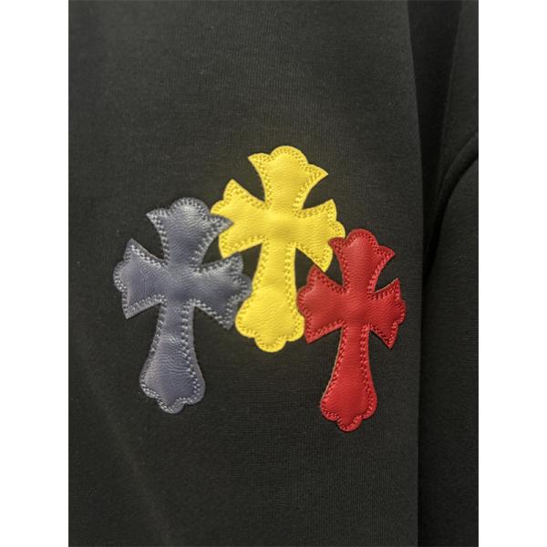  季節限定 ブラック カラフル クロス刺繍デザイン Chrome Hearts クロムハーツ スーパーコピー パーカー 裏起毛