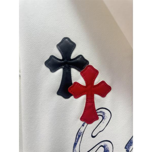 2025秋冬新作 ホワイト カラフル グラフィティ クロス刺繍デザイン Chrome Hearts クロムハーツ 偽物 パーカー