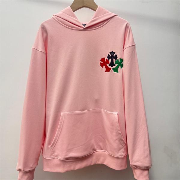 人気新作 ピンク Chrome Hearts クロムハーツ マルチクロス刺繍デザイン スーパーコピー パーカー