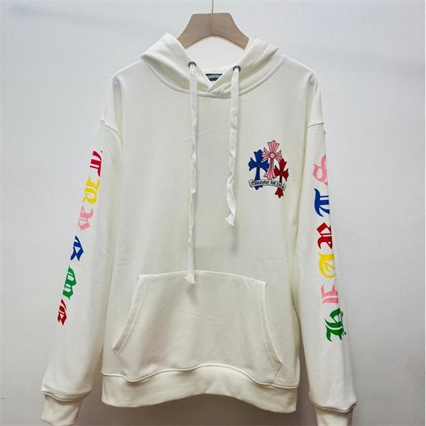 Chrome Hearts クロムハーツ 限定モデル ホワイト カラフル クロスロゴ刺繍デザイン コピー パーカー