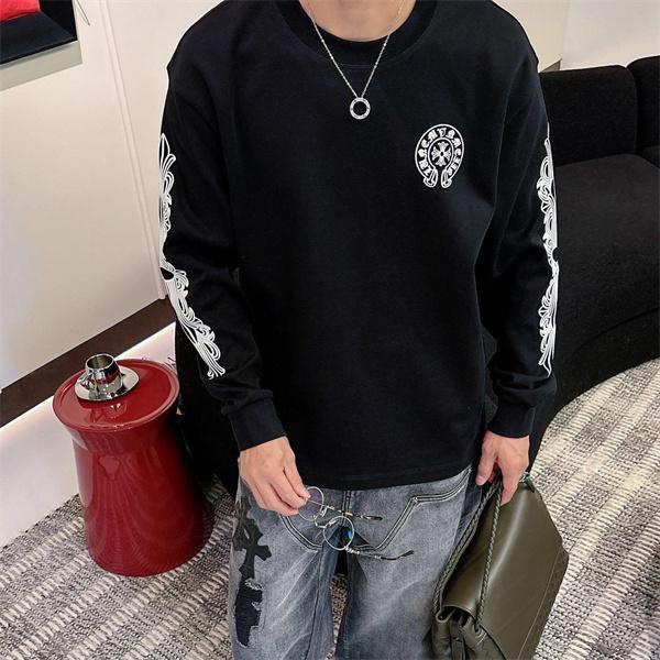 定番人気 ブラック ホースシュー Chrome Hearts クロムハーツ ロゴスリーブ コピー トレーナー 高品質　