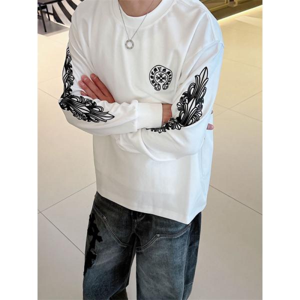 定番人気 ブラック ホースシュー Chrome Hearts クロムハーツ ロゴスリーブ コピー トレーナー 高品質　