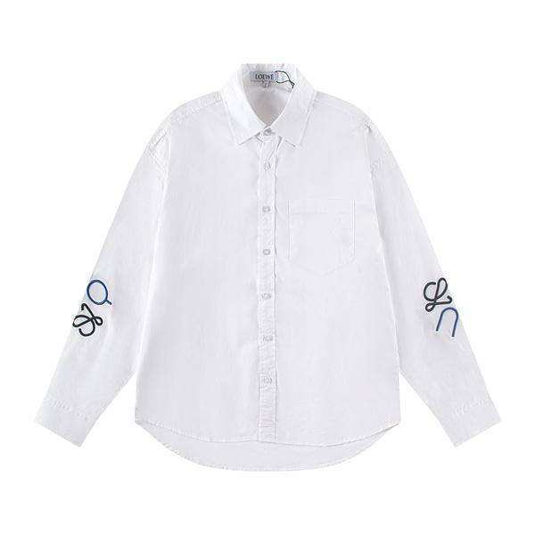 2025秋冬新作 Loeweロエベ 激安 シャツ 長袖 コットン 刺繍入り ホワイト 高品質 ユニセックス カジュアル 新作
