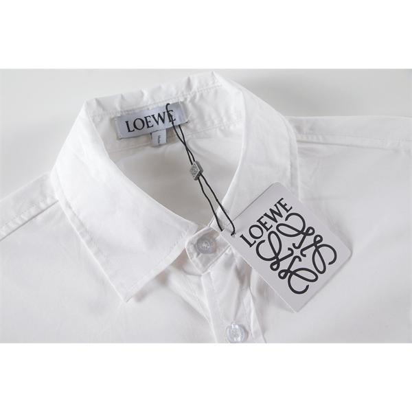 2025秋冬新作 Loeweロエベ 激安 シャツ 長袖 コットン 刺繍入り ホワイト 高品質 ユニセックス カジュアル 新作