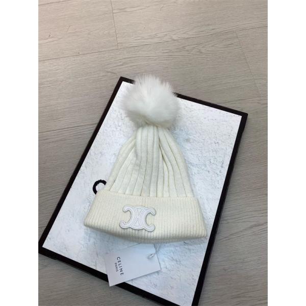 Celine セリーヌ 激安 トリオンフ ロゴ ポンポン付き ニット帽 ウール ビーニー 2025年秋冬 新作
