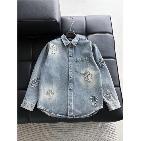 2025秋冬新作 ブラック クロス デニムシャツ刺繍デザイン Chrome Hearts クロムハーツ スーパーコピー
