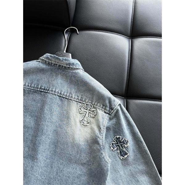 2025秋冬新作 ブラック クロス デニムシャツ刺繍デザイン Chrome Hearts クロムハーツ スーパーコピー