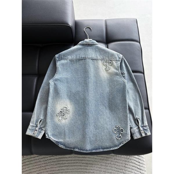 2025秋冬新作 ブラック クロス デニムシャツ刺繍デザイン Chrome Hearts クロムハーツ スーパーコピー