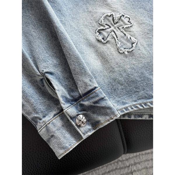 2025秋冬新作 ブラック クロス デニムシャツ刺繍デザイン Chrome Hearts クロムハーツ スーパーコピー