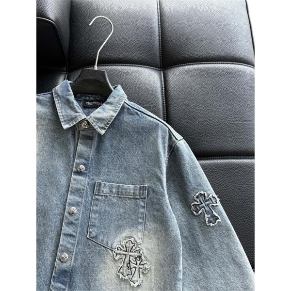 2025秋冬新作 ブラック クロス デニムシャツ刺繍デザイン Chrome Hearts クロムハーツ スーパーコピー