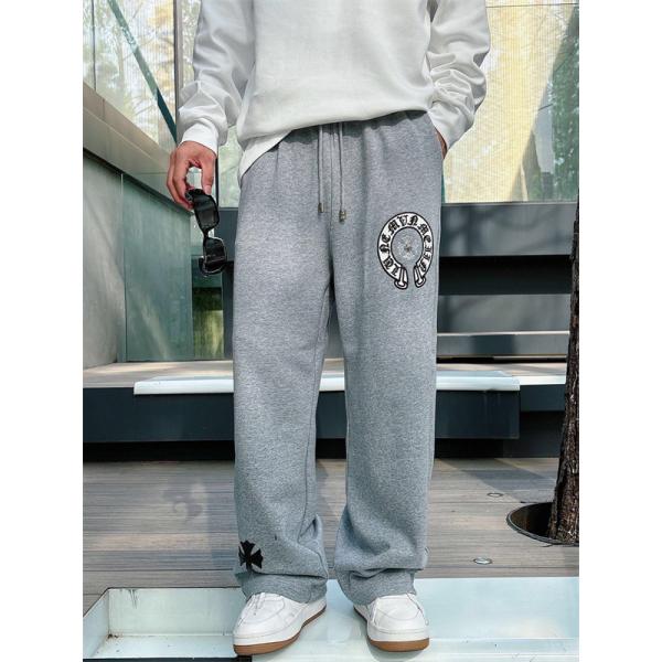 定番人気 ブラック Chrome Hearts クロムハーツ ホースシューロゴデザイン  偽物 スウェットパンツ