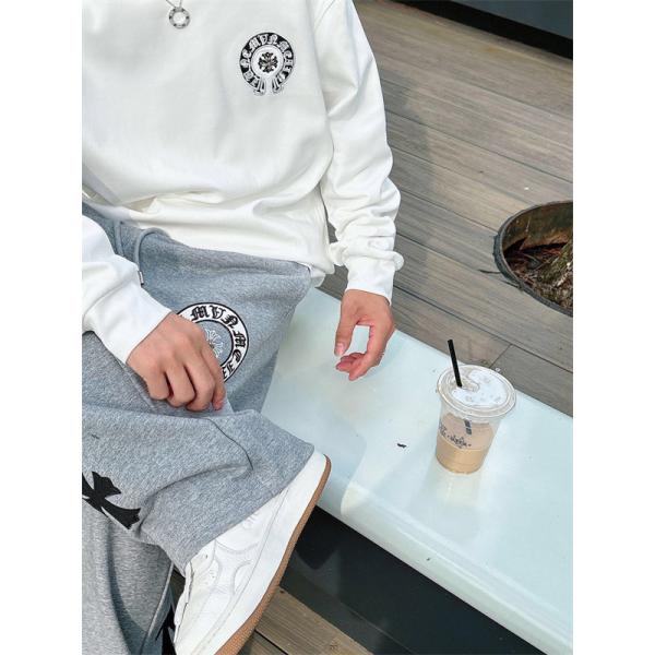 定番人気 ブラック Chrome Hearts クロムハーツ ホースシューロゴデザイン  偽物 スウェットパンツ