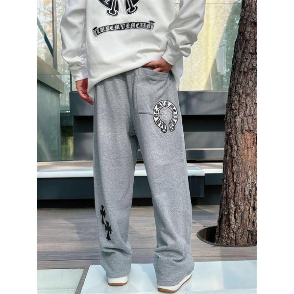 定番人気 ブラック Chrome Hearts クロムハーツ ホースシューロゴデザイン  偽物 スウェットパンツ