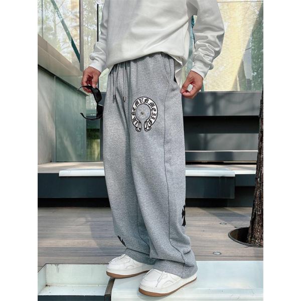 定番人気 ブラック Chrome Hearts クロムハーツ ホースシューロゴデザイン  偽物 スウェットパンツ