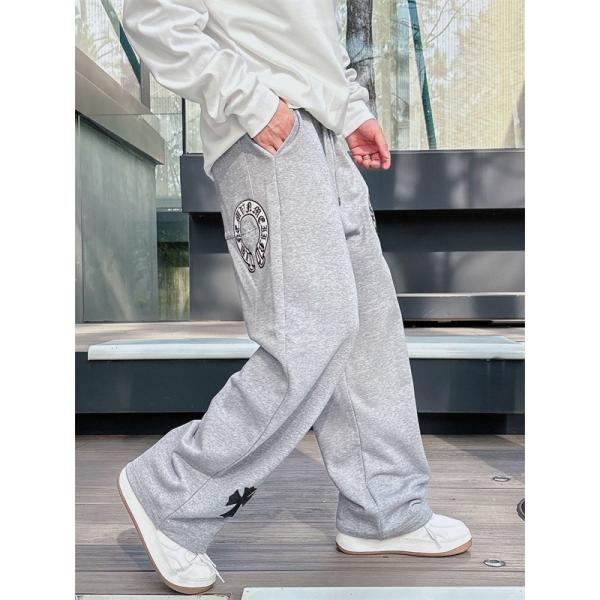 定番人気 ブラック Chrome Hearts クロムハーツ ホースシューロゴデザイン  偽物 スウェットパンツ
