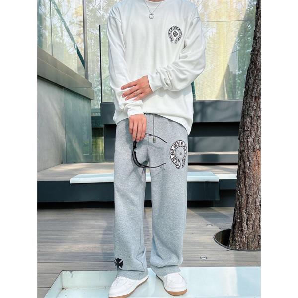 定番人気 ブラック Chrome Hearts クロムハーツ ホースシューロゴデザイン  偽物 スウェットパンツ