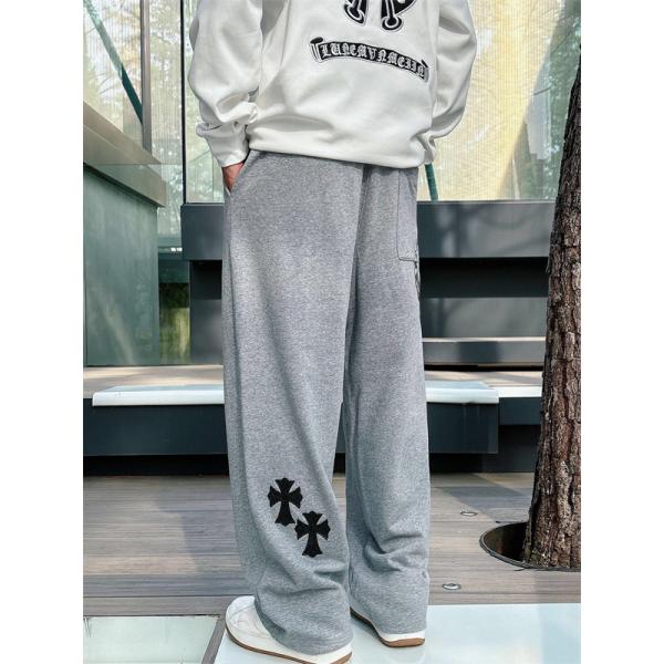 定番人気 ブラック Chrome Hearts クロムハーツ ホースシューロゴデザイン  偽物 スウェットパンツ