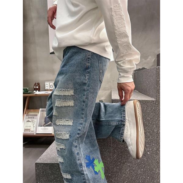 限定モデル グレー ダメージデザイン Chrome Hearts クロムハーツ スーパーコピー デニムパンツ