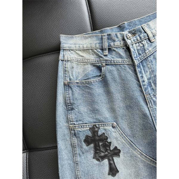 Chrome Hearts クロムハーツ 新作 グレー クロス刺繍デザイン コピー デニムパンツ 洗練