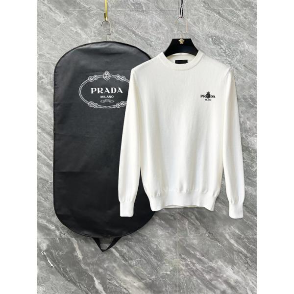 Prada プラダ 新作 ホワイト ブラック クラシックロゴデザイン 高品質 人気 偽物 ニットセーター