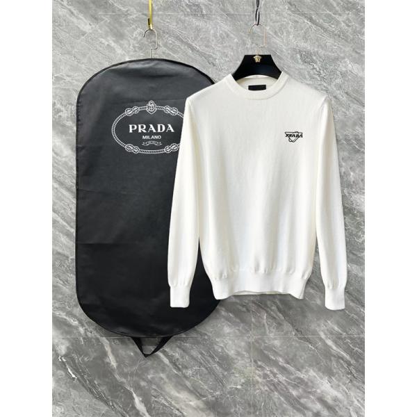新作 ホワイト ブラック クラシックロゴデザイン 話題 人気 Prada プラダ コピー ニットセーター