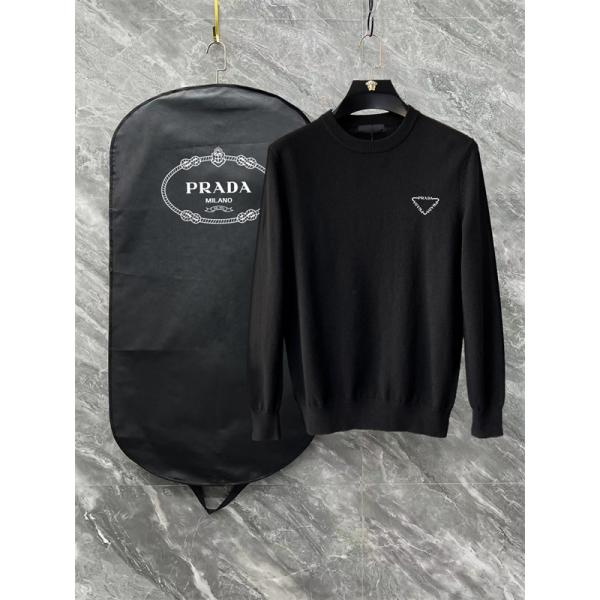 人気 ホワイト Prada プラダ ブラック トライアングルロゴ 売れ筋 上品  偽物 ニットセーター