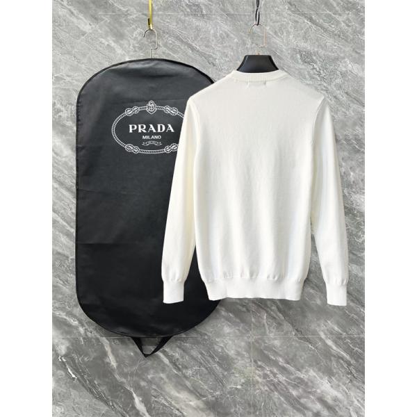 人気 ホワイト Prada プラダ ブラック トライアングルロゴ 売れ筋 上品  偽物 ニットセーター