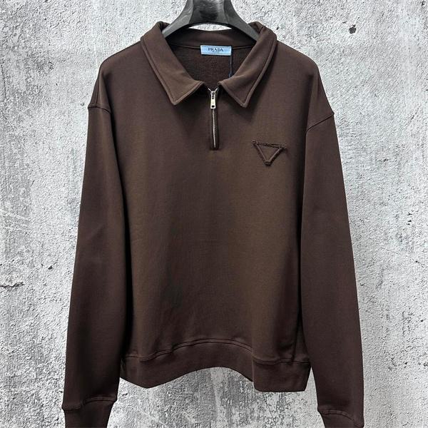 2025秋冬新作 ブラウン ジップカラー 高品質 カジュアル Prada プラダ スーパーコピー スウェット