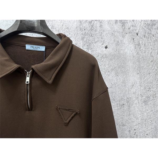 2025秋冬新作 ブラウン ジップカラー 高品質 カジュアル Prada プラダ スーパーコピー スウェット