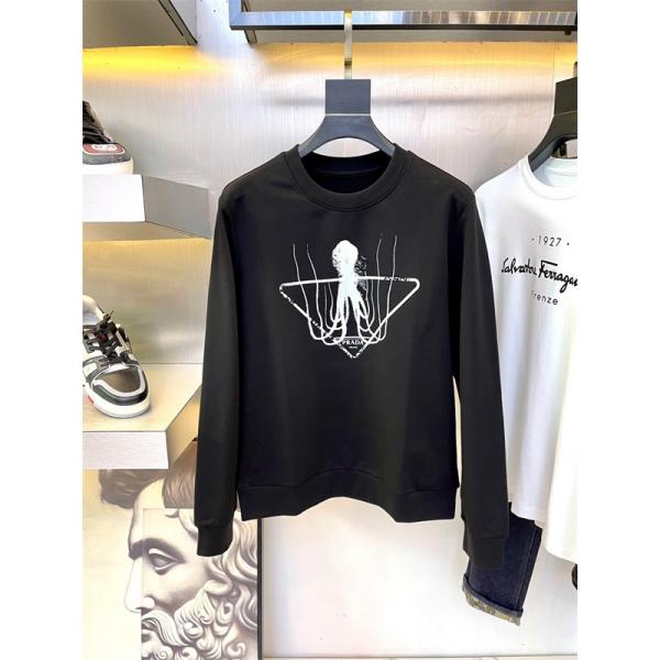 人気 ホワイト ブラック オクトパスプリント 高品質 新作 偽物 スウェット Prada プラダ 