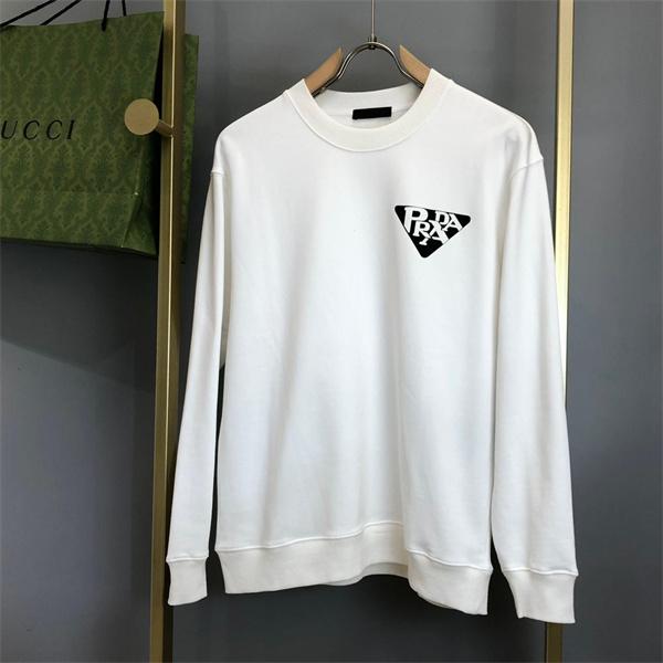 2025秋冬新作 ホワイト トライアングルロゴデザイン 上質 シンプル Prada プラダ コピー スウェット